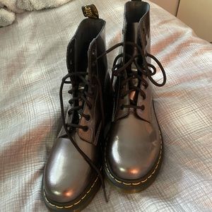 silver doc marten boots